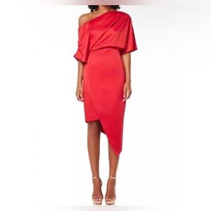 Elliatt - Carson Off The Shoulder Dress Size Small Red Satin